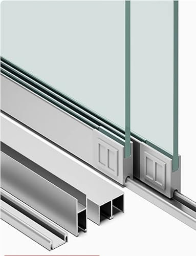 Générique Vitrine de 5 mm en Forme de Montagne, Double Rail Coulissant, Porte coulissante en Verre, Rail en Trois Parties, vitrine, Rail Coulissant, Porte coulissante(200cm)