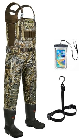 Gonex Chest Waders for Men Waterproof 4.5mm Neoprene Hunting Fishing Waders with 800G Insulated Boots Camo, Size 12