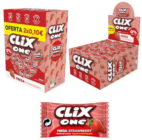 iChuches Chicles Sin Azúcar Sabor Fresa – Caja 150 Unidades | Sin Gluten, Sin Lactosa y Sin Colorantes | Chicle Sabor Intenso y Duradero | Ideal para Oficinas, Tiendas o Eventos (clix fresa 150)