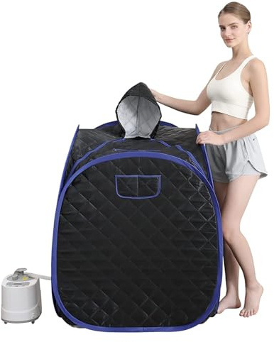 Sauna de Vapor Portátil, Kit de sauna portátil for una persona de cuerpo completo en casa, tienda de campaña con sombrero de spa, incluye izador de 2 litros con control remoto(WS)