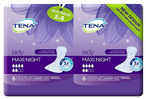 TENA Lady Maxi Night Pads, 2 x 6 pack, Gr