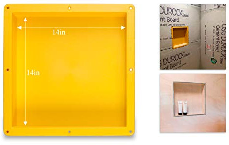 Uni-Green Tile Shower Niche Recessed Square Inside Dimension 14 ×14 × 4 D Shower Shelf for Bathroom Niche Storage and Built in Shower Shelf