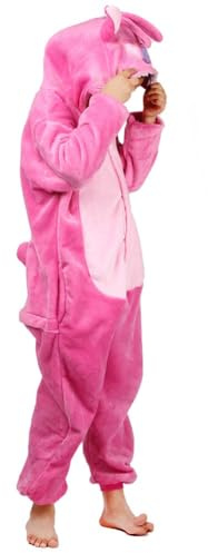 zpllsbratos Animaux Pyjama Ensemble Enfants Unisexe Combinaison Cosplay Déguisements Chaud Costume Soirée Halloween (Rose,Etiquette 95 pour Hauteur 105-115cm)