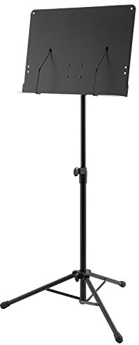 World Rhythm WR-401 - Soporte para partituras orquestales de altura ajustable con retenedores de página, color negro