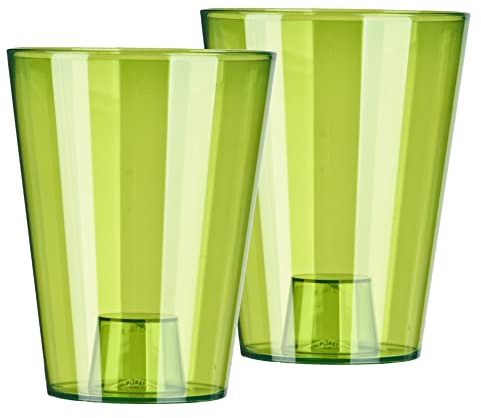 Tymar Orchideentopf Übertopf, 2er-Pack, transparent, Blumentopf, Blumenkübel für Orchidee, Pflanzentopf aus Kunststoff, Moderne, schlanke, Runde Form, STOOKPS001 (Grün Transpartent, ø 12 cm)
