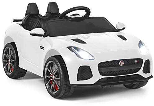 SOARS Macchina Elettrica per Bambini Jaguar 12V con Telecomando, Auto Elettrico a Pedale e Cinture di Sicurezza, Veicoli con Multimedia, Clacson e Luci, Velocità 3-5 km/h, Carico 25 kg (Bianco)