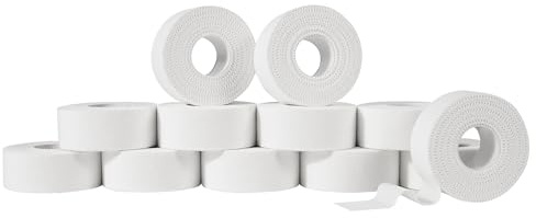 PHYTOP Zinc Oxide Tape 2.5cm - Finger & Toe Protection for Climbing, Jiu Jitsu, Weightlifting & Running | 12 Rolls Climbing Tape, Breathable, Latex-Free, No Residu