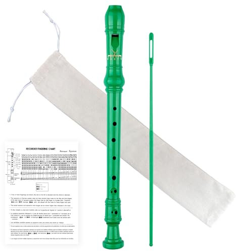 YONTY Sopran-Blockflöte mit 8 Löchern, für Anfänger, Kinder, Studenten, Deutscher Stil, C-Schlüsselflöte mit Reinigungsstab und Packtasche für Bildung und Unterhaltung, Grün
