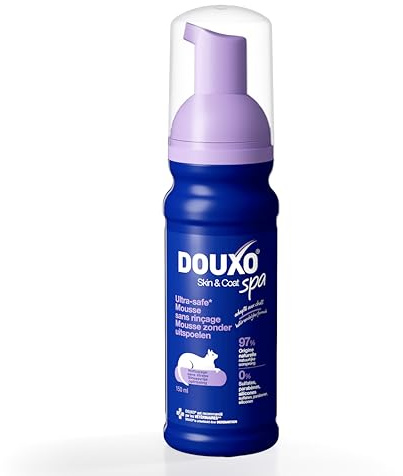 DOUXO Skin & Coat Spa - Ultra-Safe Mousse sans rinçage et sans Stress pour Chat, 150 ML, nettoie et rafraîchit Le Poil, Laisse Le Pelage Doux, Brillant et agréablement parfumé, respecte la Peau.