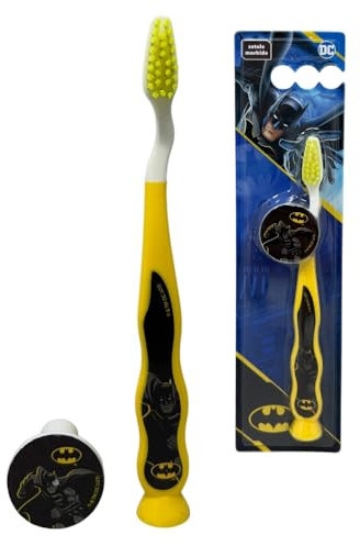 Spazzolino da denti Batman spazzolino manuale per bambini con cappuccio setole morbide manico antiscivolo