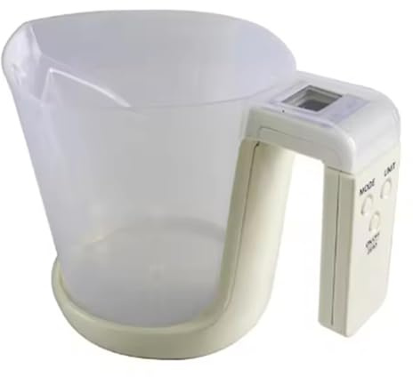 Asyduey Báscula Electrónica Doméstica con Vaso Medidor Desmontable de 1000 Ml/5 Kg para Preparar Leche en Polvo y Hornear.
