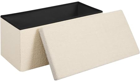 WOLTU Ottoman Storage Bench, Folding Footstool with Storage Chest, Beige