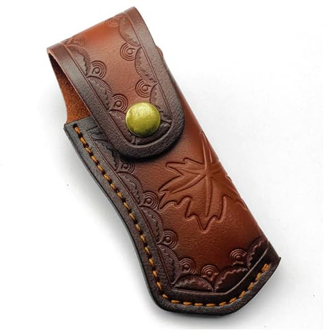 1 Pieza Funda de Cuero para Navaja Plegable, Estuche de Cuero Bolsas para Navajas Vaina Retro Marrón Funda Almacenamiento Cuchillo Plegable para Senderismo, Montañismo y Acampada