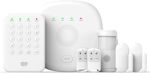 2026 PGST 7 Pièces Kit Alarme Maison sans Fil - Compatible Alexa & Google, sans Abonnement Mensuel, Contrôle par App (WiFi+4G) avec Alertes Instantanées & Appel Auto d'Alarme, Surveillance 24/7