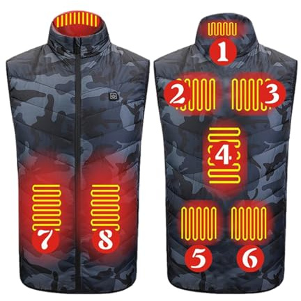 Générique Veste Homme Chauffante 2026 Gilet Chauffant Femmes Chauffage Usb Manteau Femme Hiver Chaud Chic Chasse Doudoune Capuche Interface Pour La Randonnée L'Escalade (Camouflage-A,4XL)
