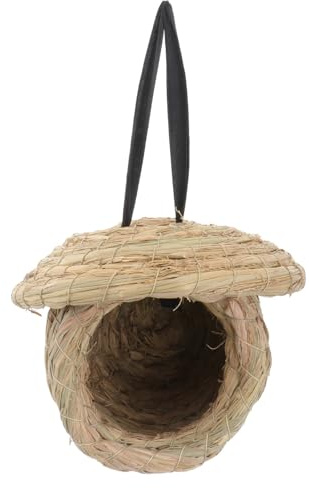 PERSELOSO Nido de Pájaro Tejido a Mano para Periquitos Material de Paja Natural, Cálido y Seguro, Forma de Cueva Adecuado para Jaulas de Aves Pequeñas