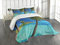 ABAKUHAUS Ozean Tagesdecke Set, Palmen, Meer, Strand, Set mit Kissenbezug Klare Farben, für Einzelbetten 170 x 220 cm, Türkisblauen