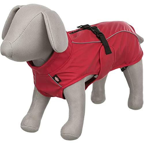 TRIXIE Regenmantel Vimy für Hunde rot S - Bauchumfang: 34-53 cm – Hunde-Regenjacke mit reflektierenden Elementen für mehr Sichtbarkeit im Dunkeln – bequem & verstellbar - 680222