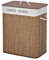 HOMCOM Cesto para Ropa Sucia de Bambú Capacidad de 100L Cesta para la Colada Rectangular con Tapa Extraíble Bolsa de 2 Compartimentos 52x32x63 cm Marrón