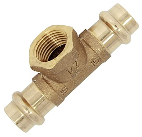 Pressfitting T-Stück IG 22 x 1/2 x 22 mm aus Rotguss - Muffe Pressanschluss Kupferfittings Rotguss