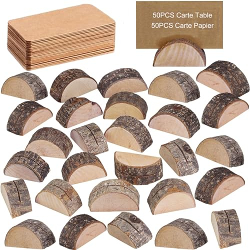 JMIATRY 100 Stück Kartenhalter Tisch Hochzeit, Tischkartenständer Hochzeit Mit Papierkarte, Platzkartenhalter aus Holz, Kartenhalter Hochzeit holz für Hochzeiten, Geburtstage, Partys
