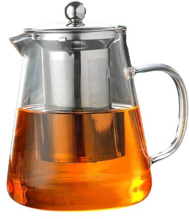 Théière en verre de 1300ml, théière épaissie de boîte à thé et machine à thé détachable en vrac théière en verre infusée en verre transparent résistant à la chaleur