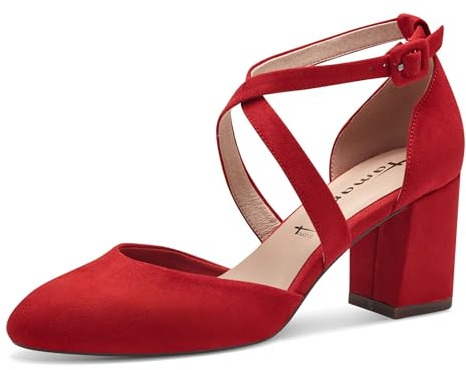 Tamaris Damen Pumps Textil Blockabsatz Vegan; RED, EU 39