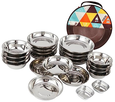 Mipcase Vaisselle Et Ustensiles De Camping Bol Acier Inoxydable Set De Repas De Voyage Pour Randonnée Et Pique-