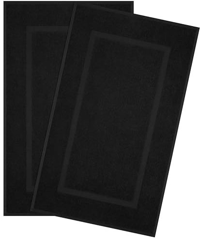 Hammetex Badetuch-Matte 2er Set, 100% Baumwolle Handtuchmatte 900 GSM, Oeko-TEX Zertifiziert, saugfähig & waschbar für Badezimmer, 51x86 cm, Schwarz