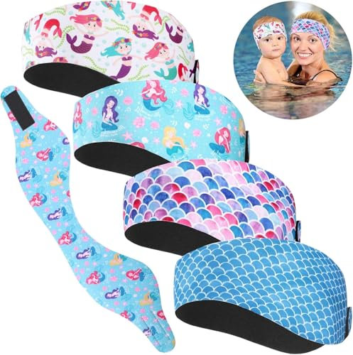 Schwimmstirnband, Meerjungfrauen-Element, verstellbares Schwimmstirnband, hält Wasser fern, Gehörschutz, Stirnband für Kinder und Erwachsene, Surfen, Baden, Kajakfahren (Meerjungfrau-Stil,