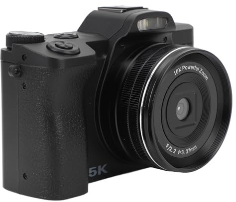 5K Digitalkamera für Fotografie, 48 MP Autofokus Vlogging Kamera mit UV Filter, Kompakte Reisekamera mit 16 fachem Zoom, Unterstützt Drahtlose Übertragung
