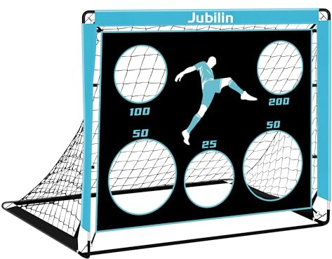 Jubilin Porta da Calcio, Porta Calcio Bambini a 3 Modalità, Porte da Pieghevole per Bambini, con 6 Categorie Coniche e Borsa da Trasporto, Adatta per Interno, Esterno, Giardino, Prato,Spiaggia