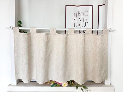 Daliena Fönstergardiner, ogenomskinlig, kort, fönstergardin, integritet, bistrogardin, linneutseende, gardiner, textur, kök, gardiner, moderna gardiner, butik, enfärgad (B x H 120 x 90 cm) slingor, 1