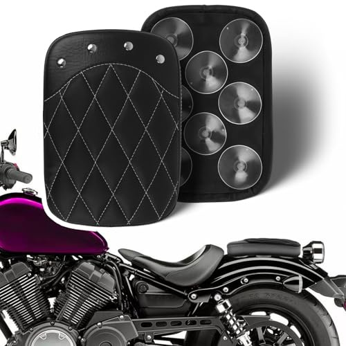 DREAMIZER Asiento trasero de pasajero, Asientos para moto, Cojín de pasajeros traseros de motocicleta con 8 tazas de succión, Compatible con Harley Sportster XL883 1200 Dyna Softail Cruiser Chopper