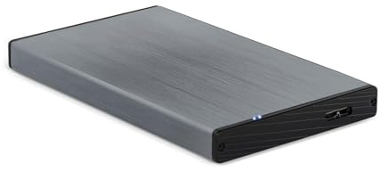 2,5 mm externt kabinett för 9,5 mm SATA-diskar med USB 3.0/3.1 Gen1-anslutning i elegant grått – perfekt för att utöka lagringsutrymmet på bärbara datorer och datorer, säkerställer snabb överföring