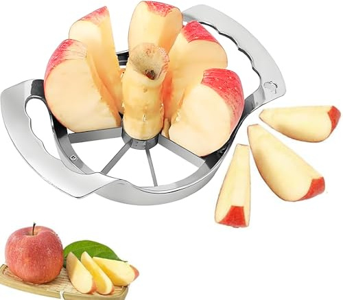 katmerio Cortador de manzana de acero inoxidable, herramienta de cocina para preparación de frutas, cortador de manzana de 12 cuchillas para cortar, cortador de rebanadas de manzana, pelador de