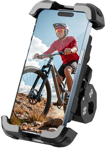 tounee Fahrrad Handyhalterung, Handyhalter Motorrad - 2-Fach Vibrationsgedämpft Handy Fahrradhalterung, Universal Lenker Halter für iPhone 16 15 14 13 Pro Max Plus & 4,7-6,7 Smartphones -Schwarz
