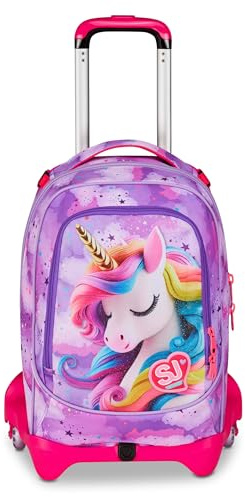 SJ GANG STYLE JAM GANG Trolley Skolryggsäck Jack 3 hjul Fable Journey, Fuchsia, 3-i-1, Trippelryggsäck för användning med avtagbar vagn, 33 L, grundskola ryggsäck, flicka ryggsäck