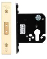 Architectural Euro Profile Dead Lock 76mm with 57mm Backset Heavy Duty Mortice Door Lock Case for Wooden and Metal Doors Fittings Included (Polished Brass)