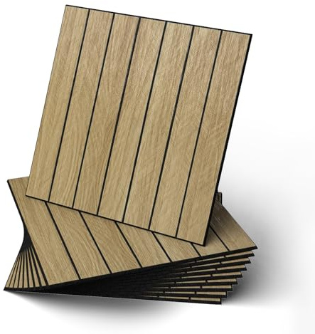 WADILE Paneles de Pared Autoadhesivos Imitación Madera 30×30 cm | Paneles Decorativos de PVC Insonorizados para Salón y Dormitorio – Pack de 10, Marrón Claro