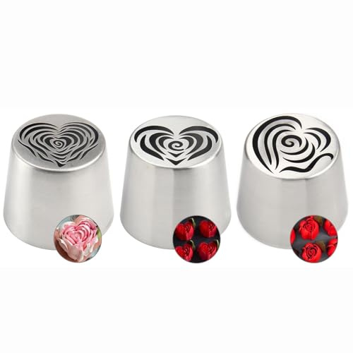 spritstyllar set 3 st ryska spritsmunstycken extra stora, rosformade spritsmunstycken i rostfritt stål for kakor, tårta, grädde, blombukett gör-det-själv professionella