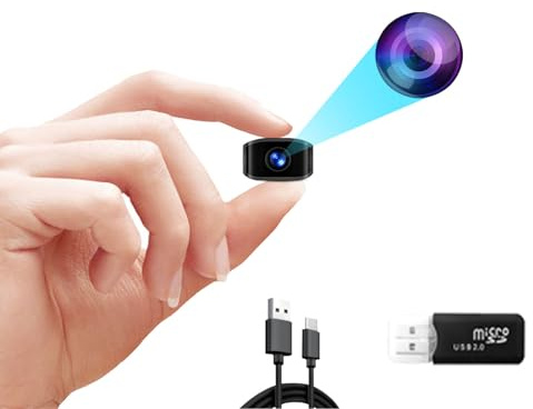 WANGZHENKJ Mini Cámara de Niñera HD 1080P, Cámara Vigilancia Pequeña con Detección de Movimiento, Grabación en Bucle, Visión Nocturna Automática, Sensor de Gravedad, Sin Necesidad de WiFi