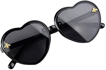 TTETTZ Sunglasses Infantiles Corazón Gafas de Sol Niños Niñas Bebé Gafas Moda Diseño Retro Marco Decorativo Color Transparente Material Seguro Adecuado para, Negro