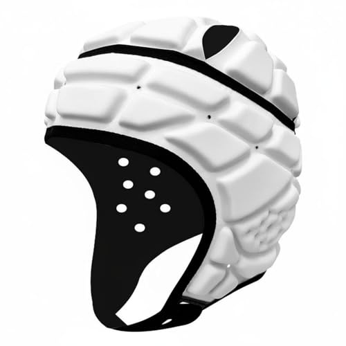 SheerFaring Children Headgear Soft Construction Sports Helmet Impact Resistant Foam Headwear Padded Fit for Team Games Football Workouts, White, Children M 7-12 Years