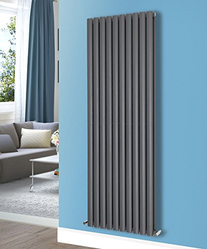 NRG Vertical 1800x590 Oval Column Designer Radiator Central Heating Double Panel Anthracite