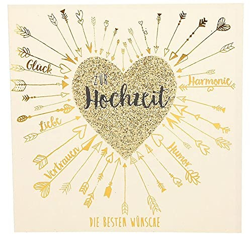 Depesche 8211.044 Glamour Glückwunsch-Karte zur Hochzeit, hochwertige Hochzeitskarte mit glitzernden Elementen, ohne Innentext, inkl. Umschlag, 15,5 x 15,5 cm