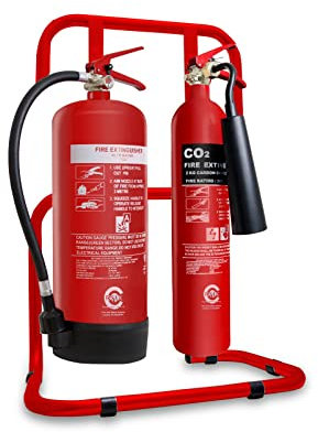 Office Workplace Fire Extinguisher Set. 6 L/LTR Water + 2 KG CO2 Fire Extinguishers with Stand. CE and British Standard KITEMARKED. Ideal for All Types of Workplace