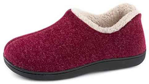 ULTRAIDEAS Zapatillas de casa de mujer con espuma de memoria y forro polar, con suela de goma antideslizante para interiores y exteriores,Rojo,39 EU