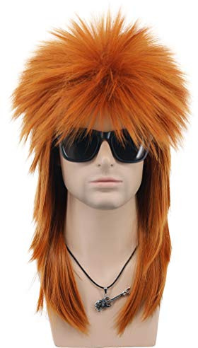 VGbeaty män och orange kvinnor lång rak peruk