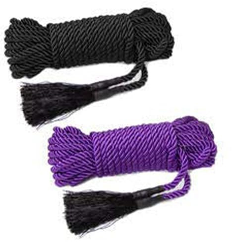 CraftCurl Nylon Twisted Rope - Durable Slightly Shiny Braided Polyester Rope, Multipurpose Thick Nylon for Camping, Tie Down & Luggage, Purple & Black, 10ft